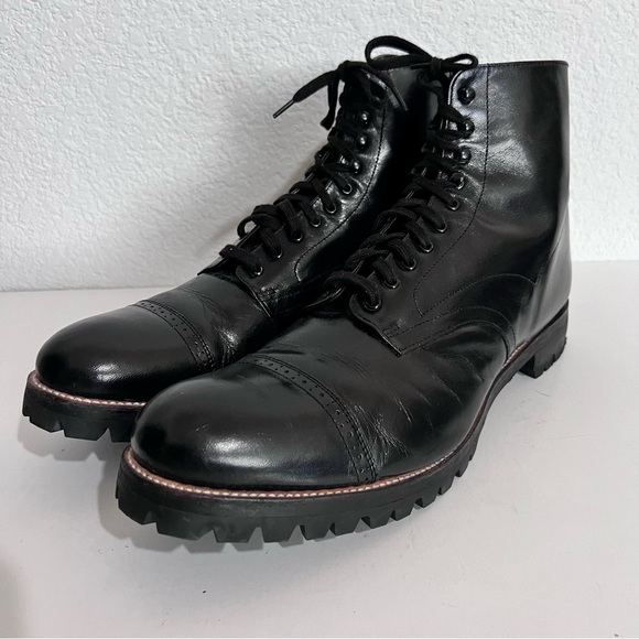 Stacy Adams Madison Cap Toe Black Leather Lace Boots Size 13 - Picture 2 of 15